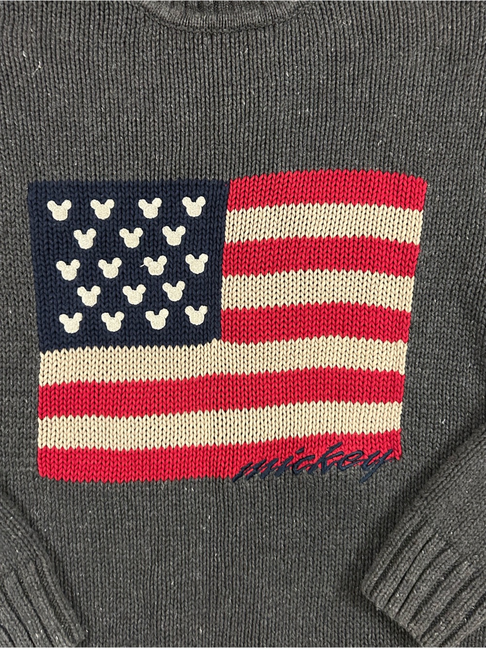 Vintage 90s Mickey Inc American Flag Sweater Sz M Mickey Mouse Knit Pullover USA - Picture 2 of 5